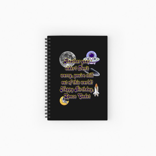 Funny Astronaut Birthday Card Phrase Spiral Notebooks   Ruled Line