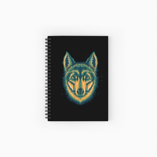 Wolf Spiral Notebooks   Ruled Line Cool Vintage Green Wolves Canine Dog