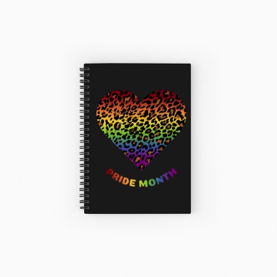 LGBTQ+Pride Month Rainbow Heart Leopard pattern Spiral Notebooks   Ruled Line