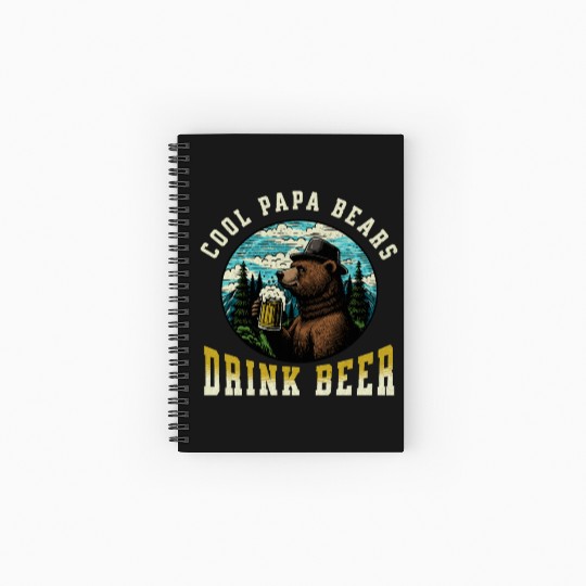 Cool Papa Bears Drink Beer Spiral Notebooks   Ruled Line