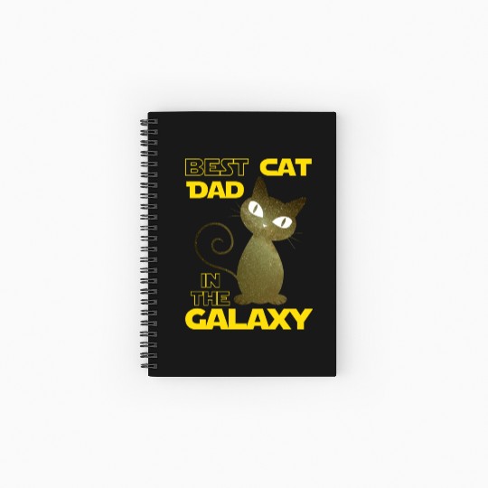 Galaxy Cat Best Cat Dad Spiral Notebooks   Ruled Line
