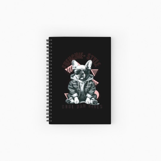Frenchie Dog Dad Vibes : French Bull dog Spiral Notebooks   Ruled Line