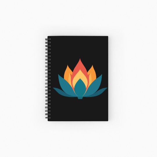Lotus With Orange Blue Petals Spiral Notebooks   Ruled Line