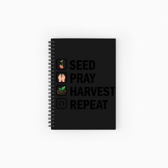 Seed Pray Harvest Repeat Spiral Notebooks   Ruled Line