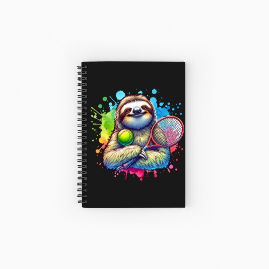 Sloth Tennis Player Cool Court Match Design Spiral Notebooks   Ruled Line