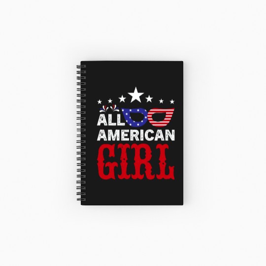All American girl US Independent day Spiral Notebooks   Ruled Line