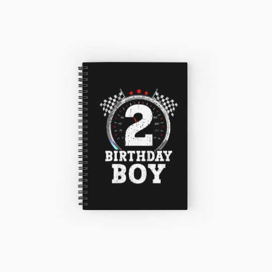 Kids 2nd Birthday Boy 2 Second Race Car Birthday Spiral Notebooks   Ruled Line