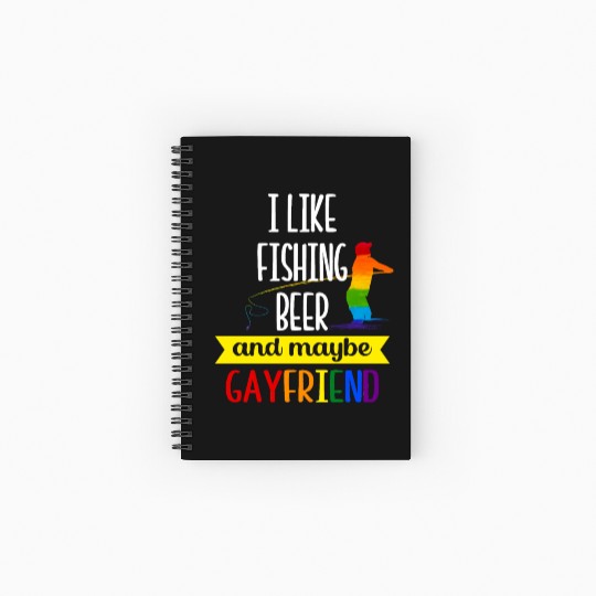 I like my Fishing Beer Gayfriend Pride Month Pride Spiral Notebooks   Ruled Line