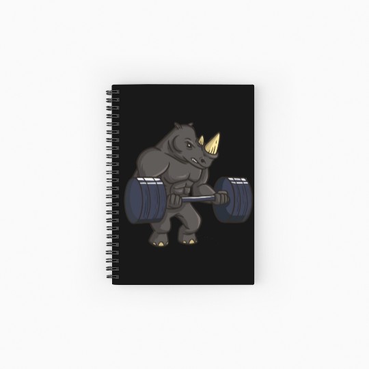 Rhinoceros Powerlifting Weightlifting Gym Rhino Lo Spiral Notebooks   Ruled Line