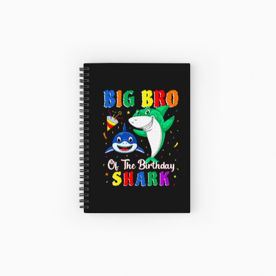 Big Bro Of The Shark Birthday Family Birthday Spiral Notebooks   Ruled Line