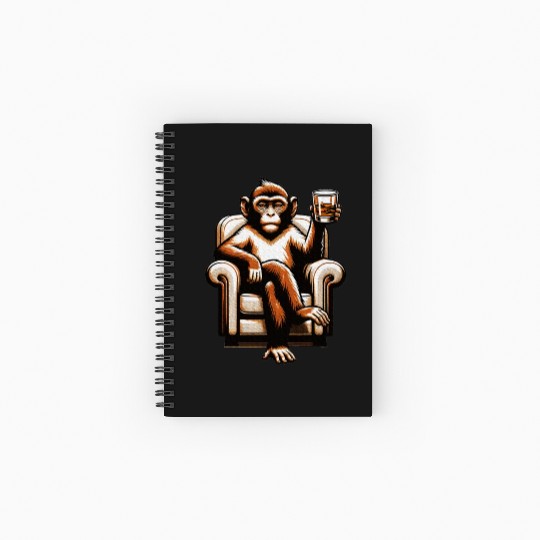 Monkey Ape Drinking Whiskey Beer Animal Lover Spiral Notebooks   Ruled Line