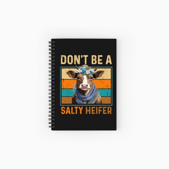 Don't Be A Salty Heifer Cute Highland Cow Lover Spiral Notebooks   Ruled Line