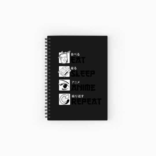 Eat Sleep Anime Repeat Anime Lovers Gifts for Men Spiral Notebooks   Ruled Line