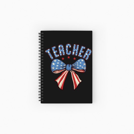 Teacher 4th Of July Coquette Bow Spiral Notebooks   Ruled Line