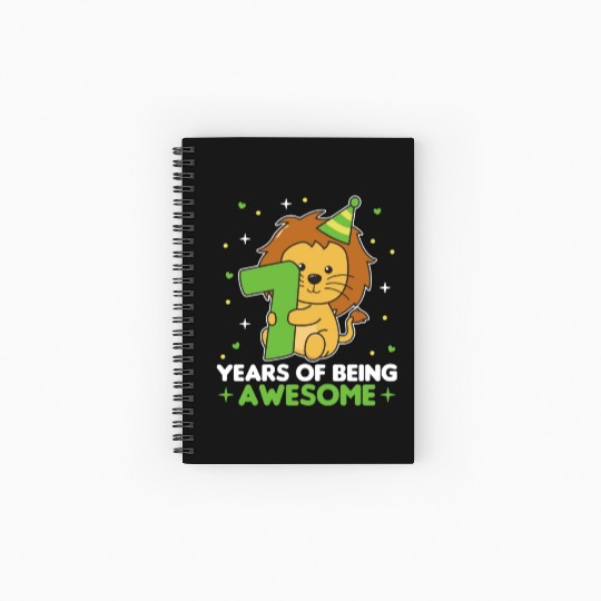 Lion For 7th Birthday Children Seven Years Old Spiral Notebooks   Ruled Line