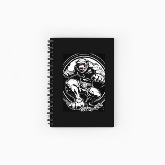 Zombie ape street fighter black and white circle l Spiral Notebooks   Ruled Line