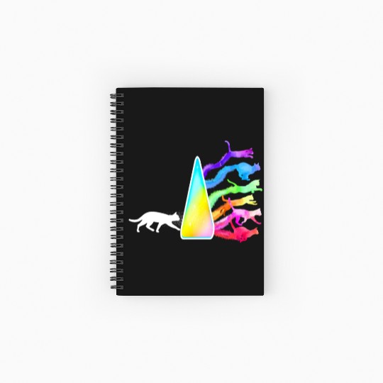 Funny Science Nerd, Geek Cat Physics Rainbow Spiral Notebooks   Ruled Line