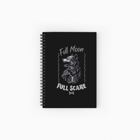 Death Wolf Horror Theme - Intricate Bone Wolf Spiral Notebooks   Ruled Line