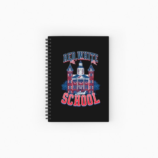 Patriotic Teacher Red, White, and School Spiral Notebooks   Ruled Line