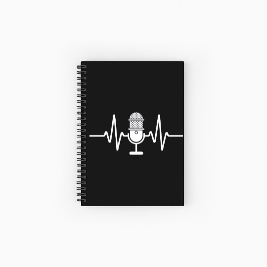 Microphone With Heartbeat Wave Design Spiral Notebooks   Ruled Line