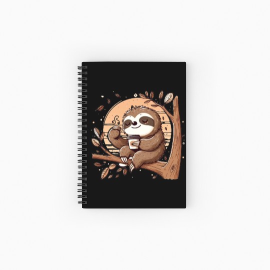 Sloth Drinking Coffee Spiral Notebooks   Ruled Line