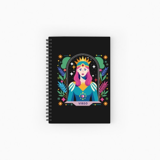 Floral Virgo Tarot Zodiac Graphic Spiral Notebooks   Ruled Line