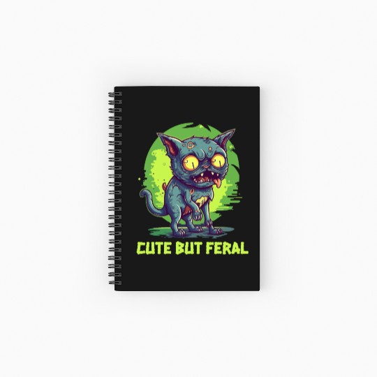 Cute But Wild: Zombie Voodoo Cat For Halloween Spiral Notebooks   Ruled Line