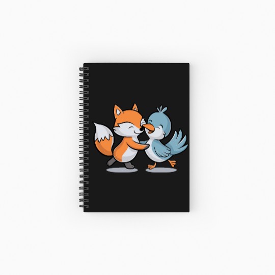 Cute Fox and Bird Friends Spiral Notebooks   Ruled Line