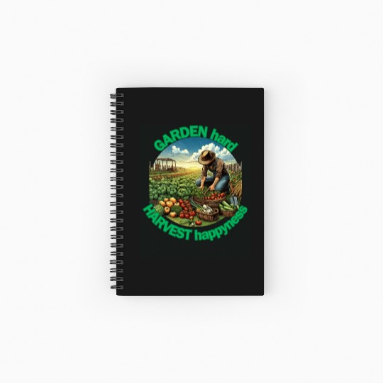 Garden Hard, Harvest Happiness: Gardener Enjoying Spiral Notebooks   Ruled Line