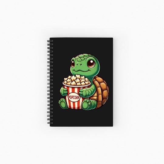 Cute turtle popcorn movies cinema fun Spiral Notebooks   Ruled Line