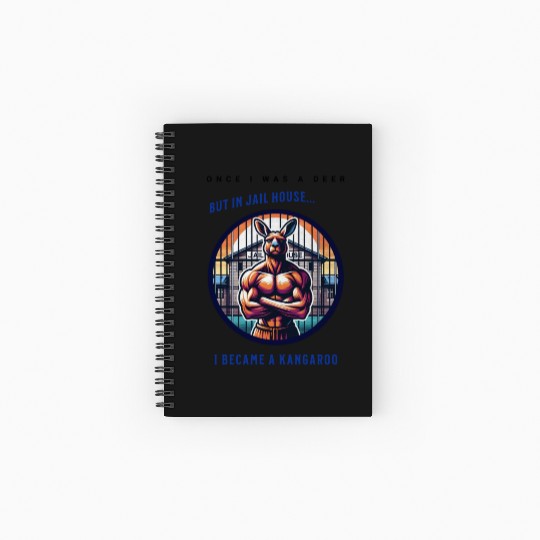 Kangaroo breaks out of jail funny vector graphic Spiral Notebooks   Ruled Line