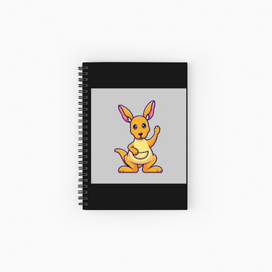 Cute Kangaroo Waving Hand: Cartoon Vector Icon Ill Spiral Notebooks   Ruled Line