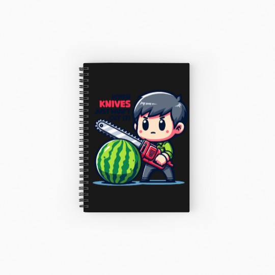 Cutting Watermelon - Melon Chainsaw Spiral Notebooks   Ruled Line