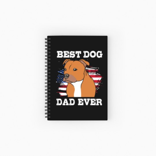 Fathers Day Dog Dad With American Flag Staffy Dad Spiral Notebooks   Ruled Line