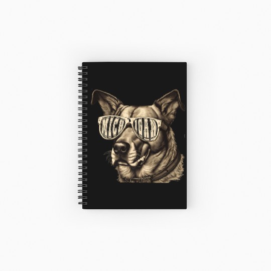 Michigan Sunglasses Graphic Premium Spiral Notebooks   Ruled Line