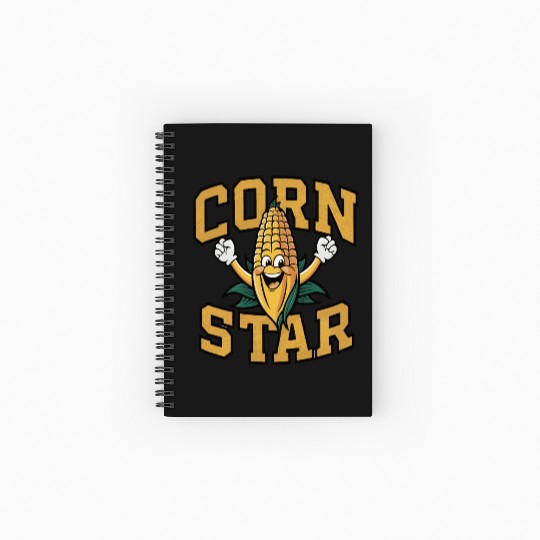 Funny Farm Food Spiral Notebooks   Ruled Line Corny Cob Farmer Corn Star