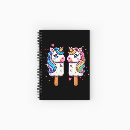 Colorful unicorn ice cream motif for summer Spiral Notebooks   Ruled Line