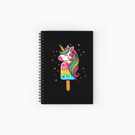 Colorful unicorn ice cream motif for summer Spiral Notebooks   Ruled Line
