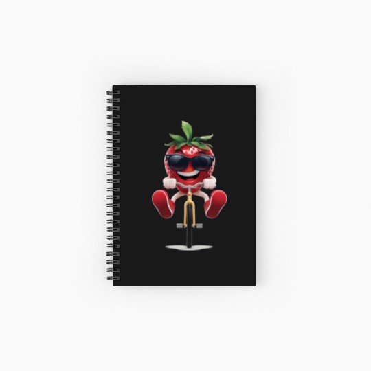 Strawberries Cycling On Bike Realistic Spiral Notebooks   Ruled Line