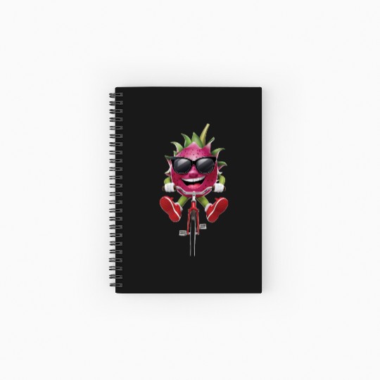 Dragon Fruit Cycling On Bike Realistic Spiral Notebooks   Ruled Line
