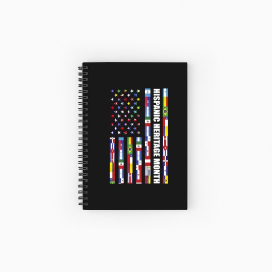 Hispanic Heritage month USA Flag all Countries Spiral Notebooks   Ruled Line