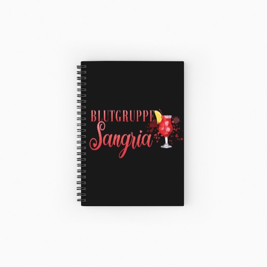 Cocktail Bartender Blutgruppe Sangria Spiral Notebooks   Ruled Line