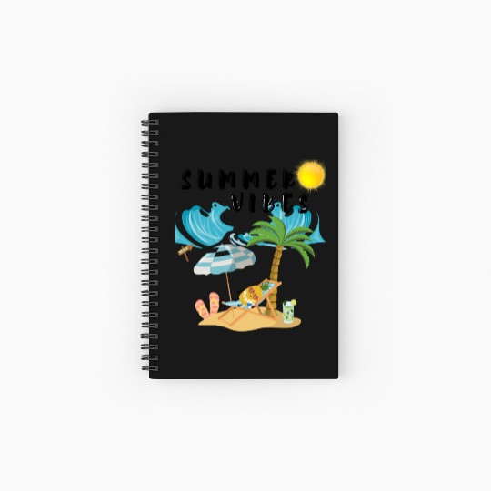Summer Vibes Beach Scene Spiral Notebooks   Ruled Line