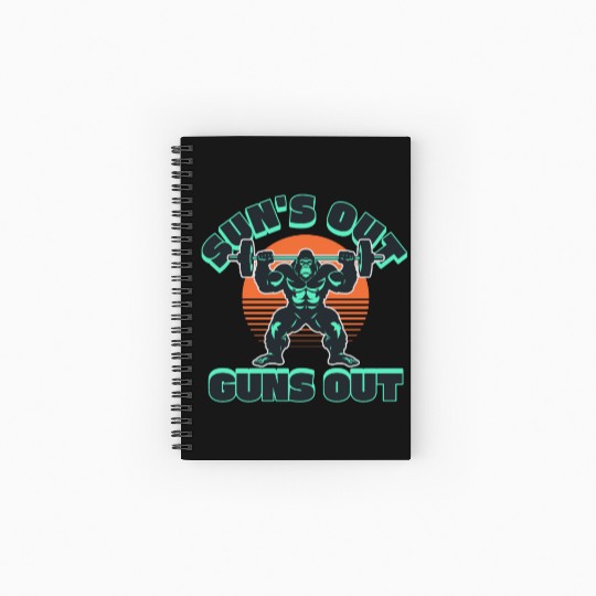 Suns Out Guns Out Beach Summer Funny Gym Workout Spiral Notebooks   Ruled Line