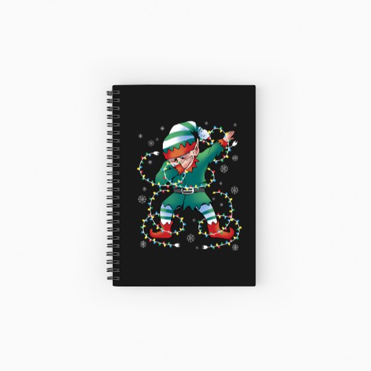 Dabbing Elf Christmas Tree Lights Xmas Family Spiral Notebooks   Ruled Line