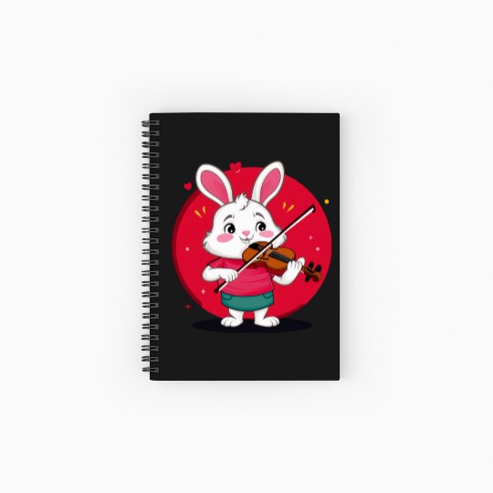 Cute Cat Spiral Notebooks   Ruled Line Playing the Violin