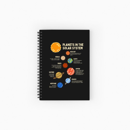 Colorful Solar System Planets Space Science Spiral Notebooks   Ruled Line