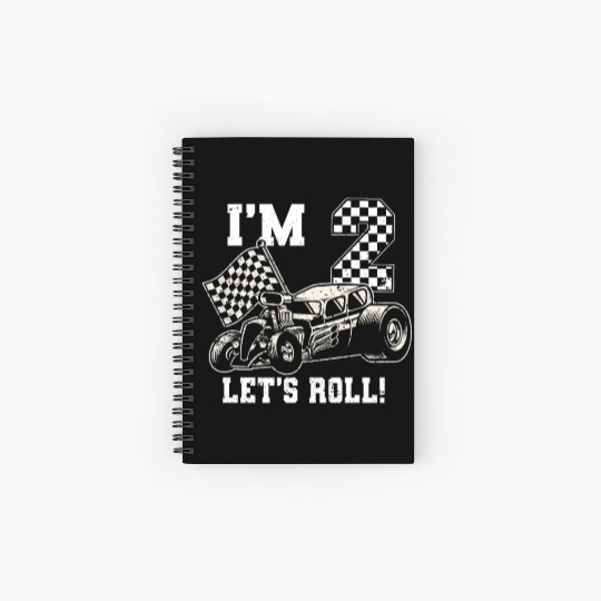 Race Car 2nd Birthday Boy 2 Two Toddler Racing Car Spiral Notebooks   Ruled Line