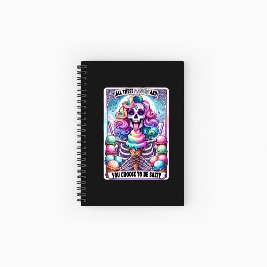Funny Skeleton Salty Tarot Card, Funny Tarot Card Spiral Notebooks   Ruled Line