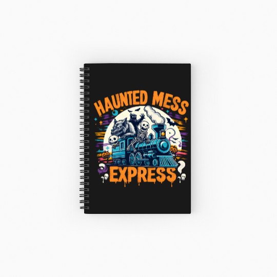 Haunted Mess Express Fun Spook Halloween Train Pun Spiral Notebooks   Ruled Line